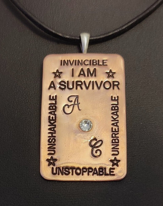 Personalized I AM A SURVIVOR Pendant w/Genuine Swarovski® Element