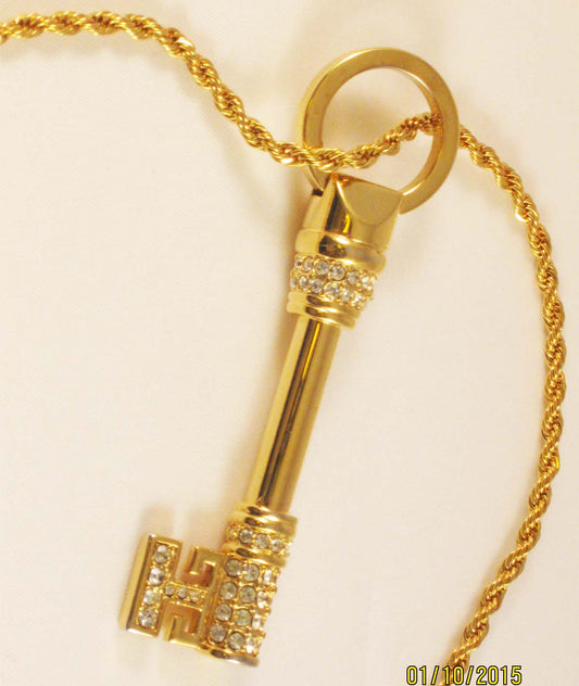 Swarovski Skeleton Key Pendant/Necklace. Signed with Swan Logo!