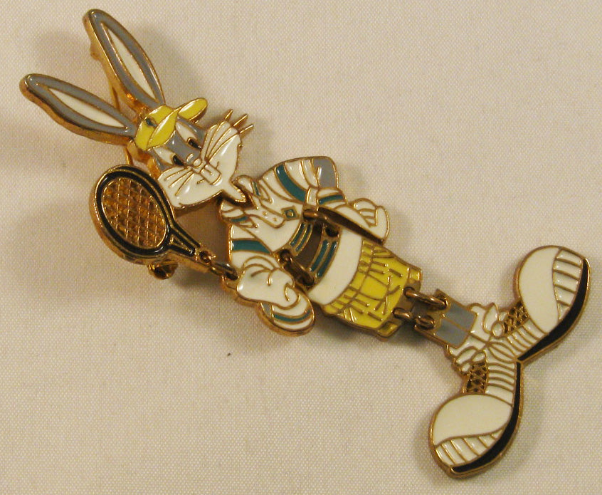 Signed "WB" (Warner Brothers) Bugs Bunny Articulated Brooch c1994