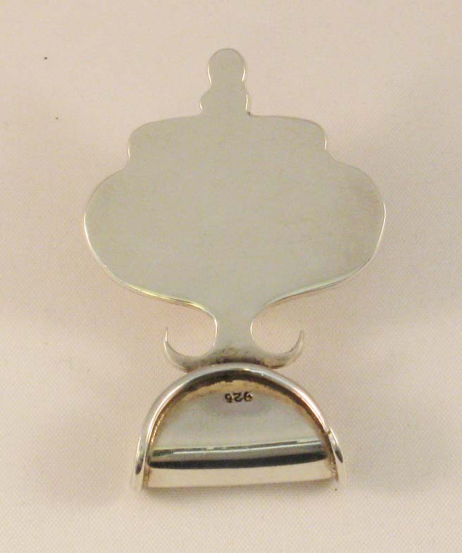 Vintage Heavy and Very Unusual Sterling Pendant w/Sterling Cabochon