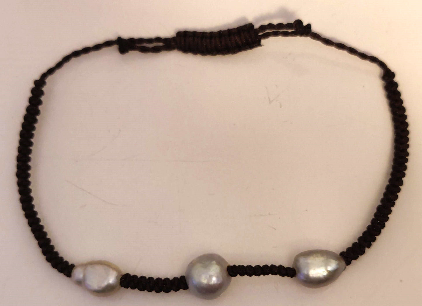 8.5mm - 10mm Baroque Genuine Cultured 3-Pearls Adjustable Bracelet