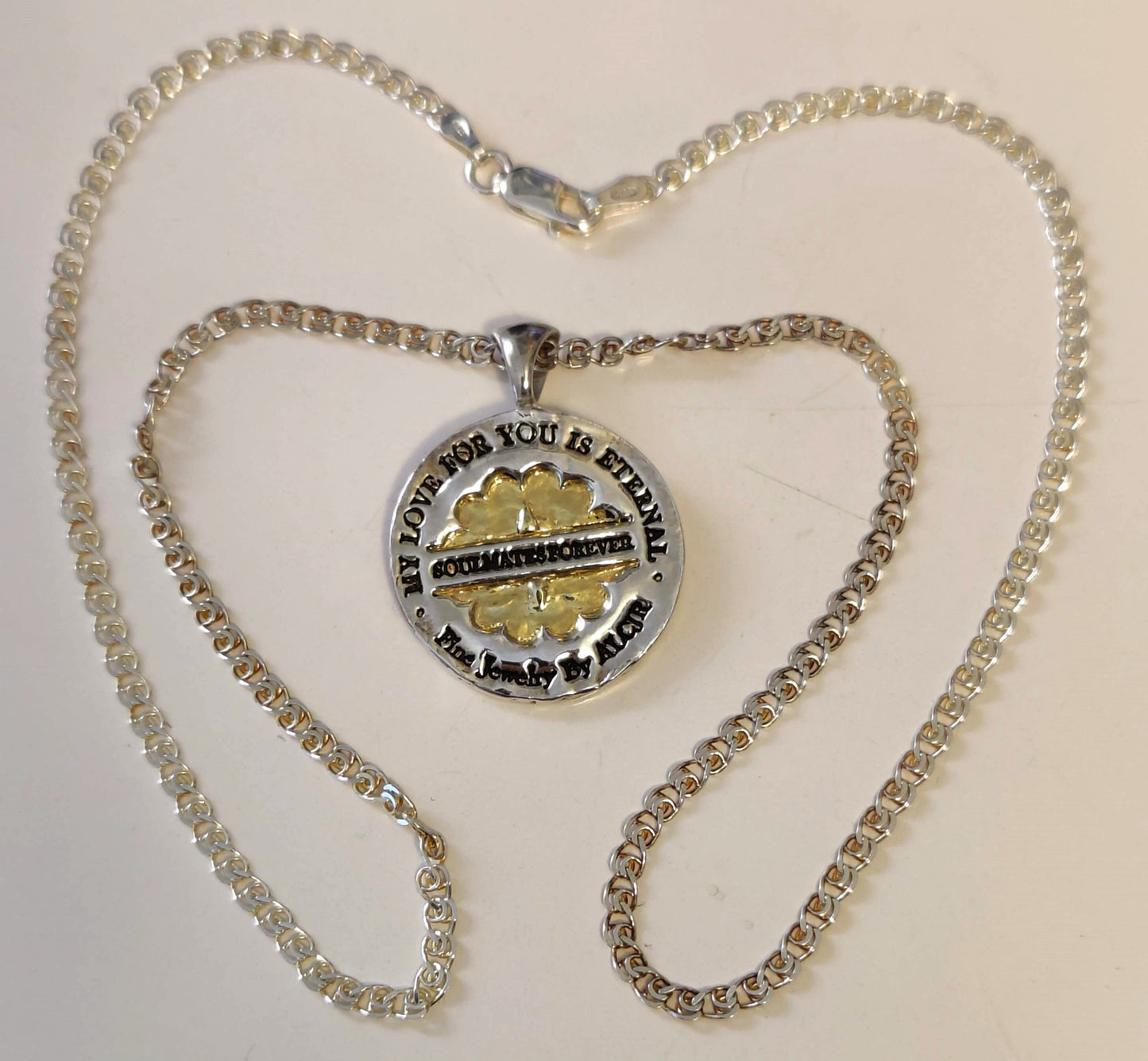 One-of-a-kind .999 Silver Enhanced w/22k Gold "My Love For You Is Eternal Pendant"