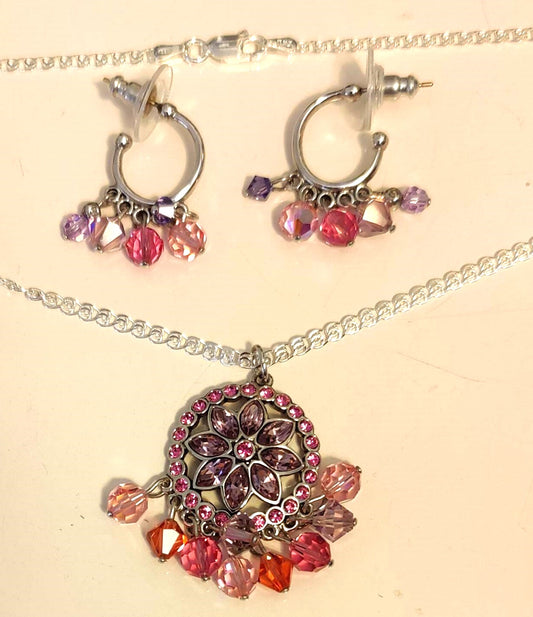 Swarovski Pendant & Pierced Earrings Set