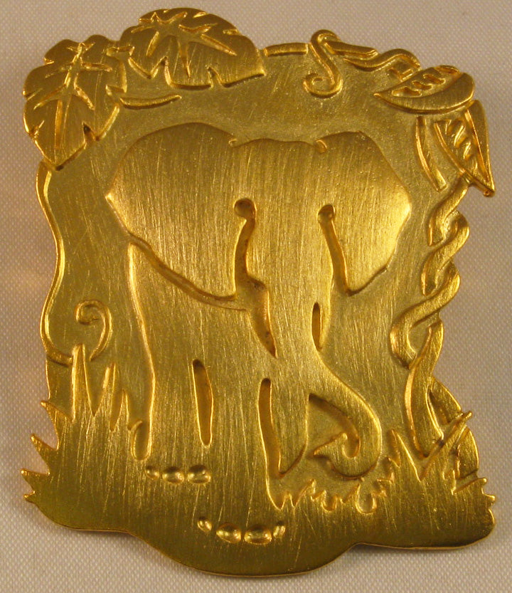 Elephant Signed "©JJ" Jonette Jewelry Co. Bronze/Brass Brooch