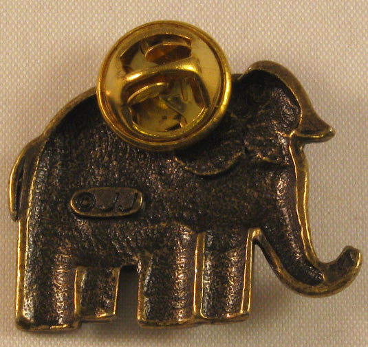 Elephant w/Moving Eyes Signed "©JJ" Jonette Jewelry Co. Bronze Pin/Tie Tack