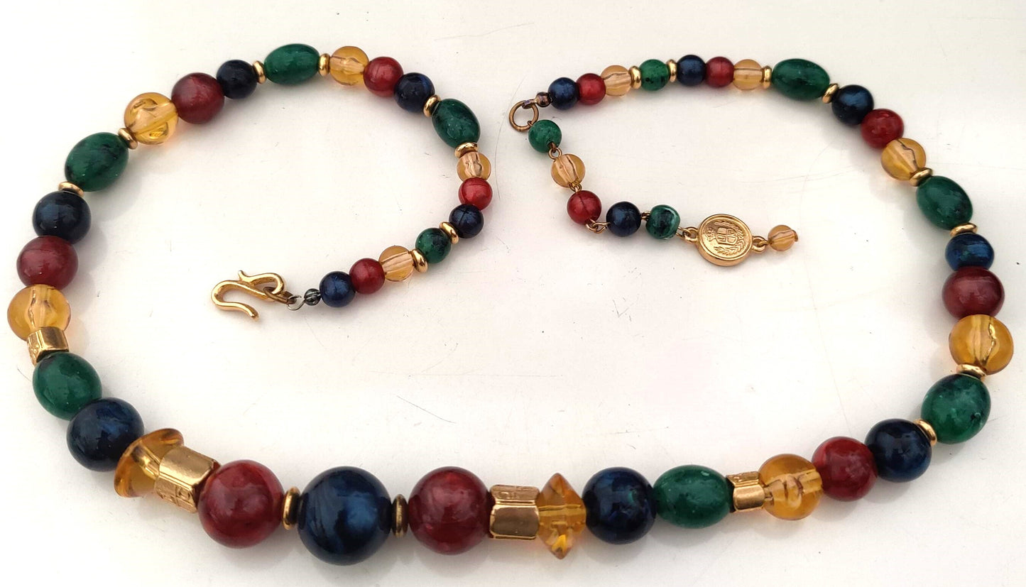 Beautiful Vintage Designer Signed "Liz Claiborne" Multicolored Beaded Necklace
