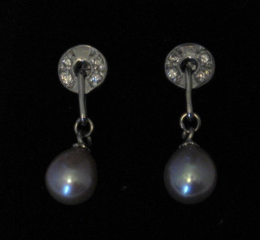 Cultured 7mm-8mm Mauve Drop Pearl Sterling Silver w/Circle Post Earrings