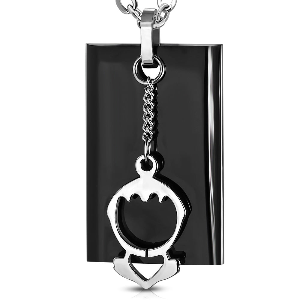 Stainless Steel 2-tone Boy Love Heart Tag Charm Pendant w/Chain