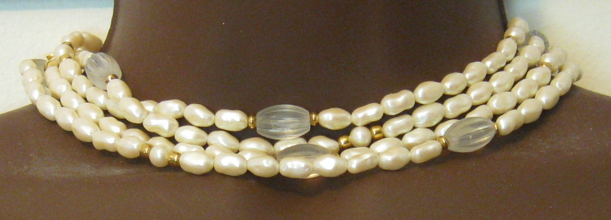 60" Vintage (circa 1968) Baroque Freshwater Cultured Pearl Necklace. Signed "Monet"